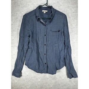 Calvin Klein Jeans Blue Long Sleeve Button Up Shirt 100% Cotton Women’s Small